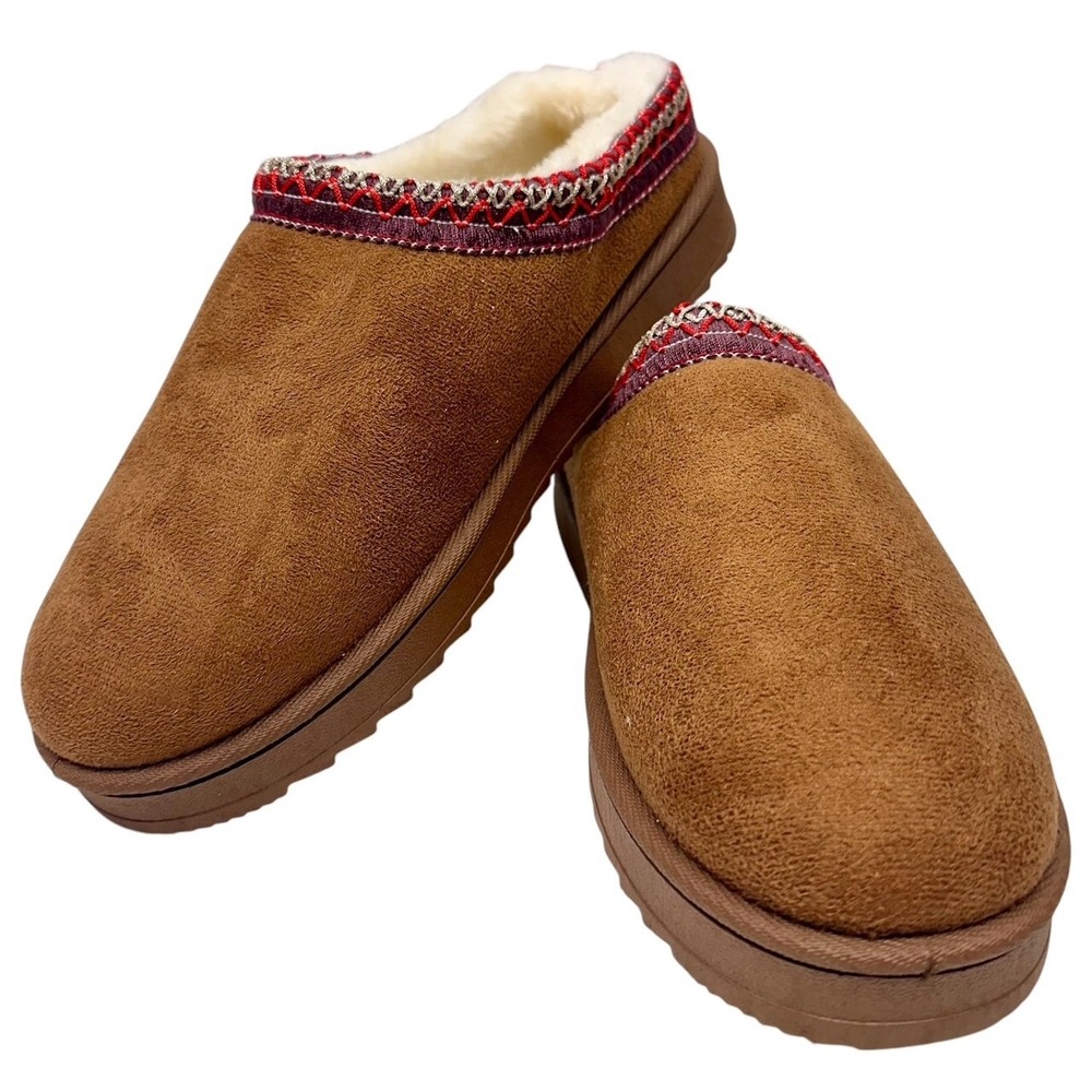 Faux Fur Platform Boots Slippers Shoes Warm Brown Cotton‎ Plush Women's Slides